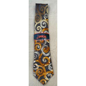NWT Jerry Garcia Necktie TIE Gold Gray Black Geometric SiLK